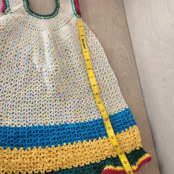 Handmade Crochet Dress‎ Colorful Knit Boho Hippie Sleeveless Girl's Dress - Picture 8 of 8